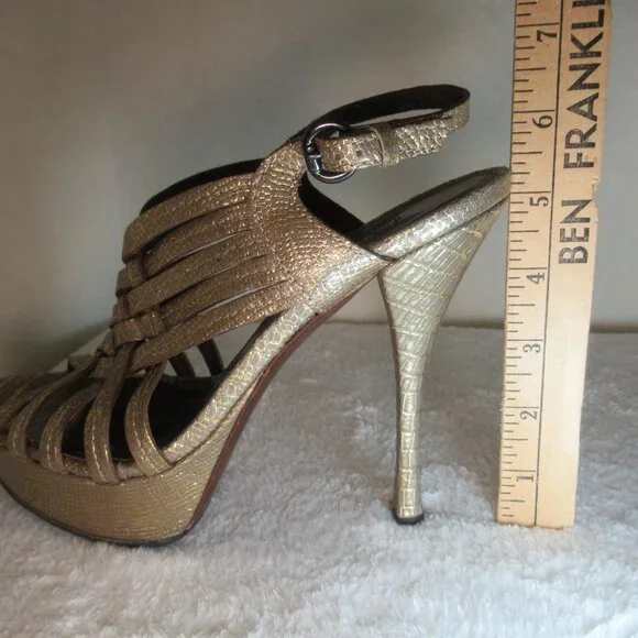Vera Wang Lavender Label Metallic Platform Heels | 37.5 / US 7 - Picture 6 of 9